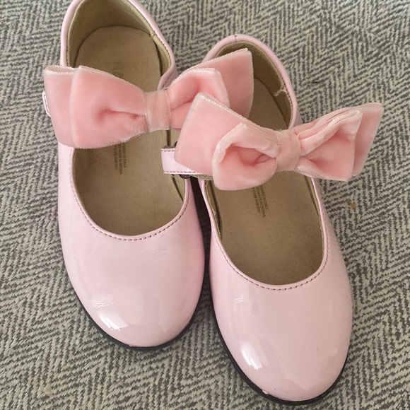 Naturino Mary Jane Patent Leather Baby Pink Toddler Velvet Bow Flats size 27 - Picture 3 of 7